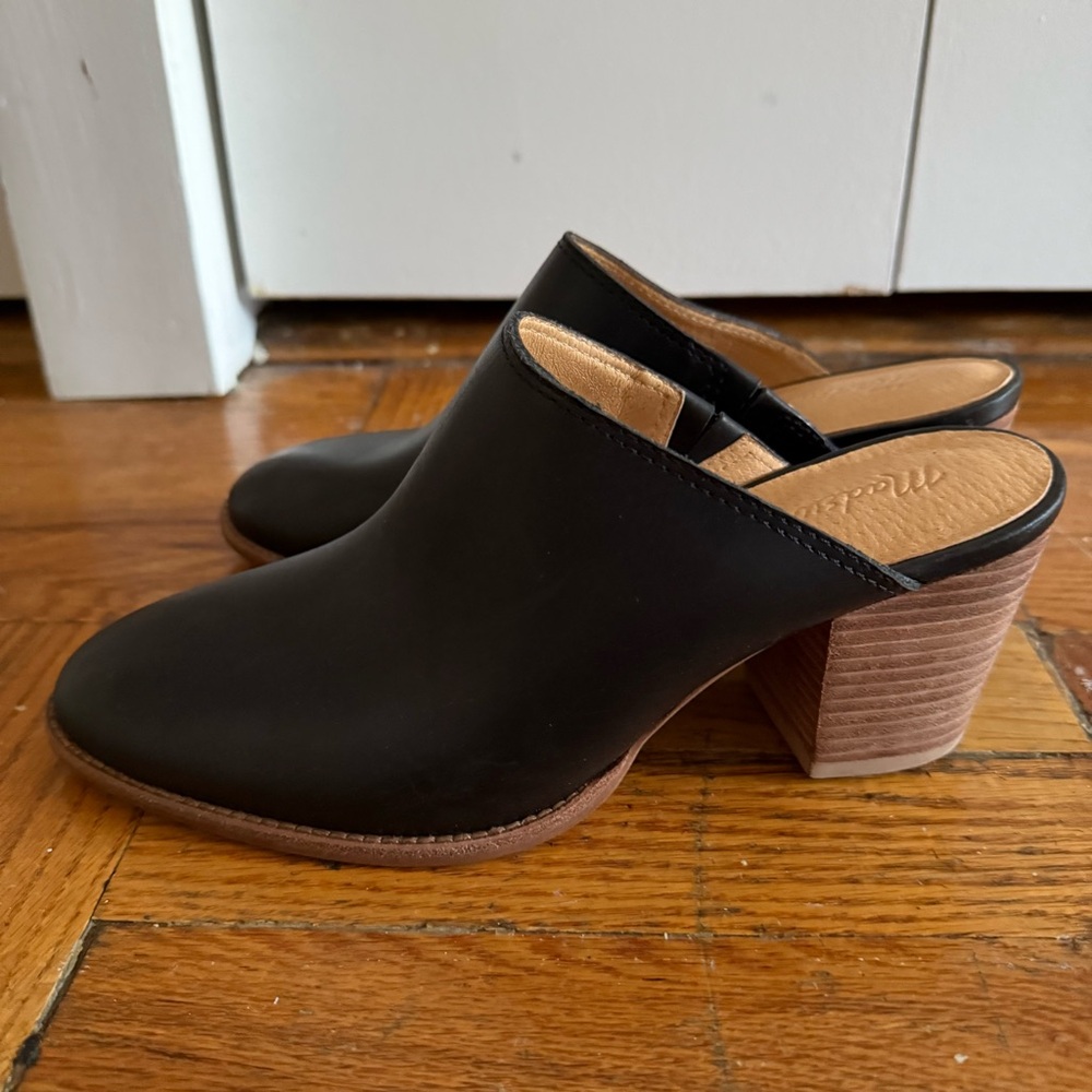 Madewell Harper Mules in Black Leather